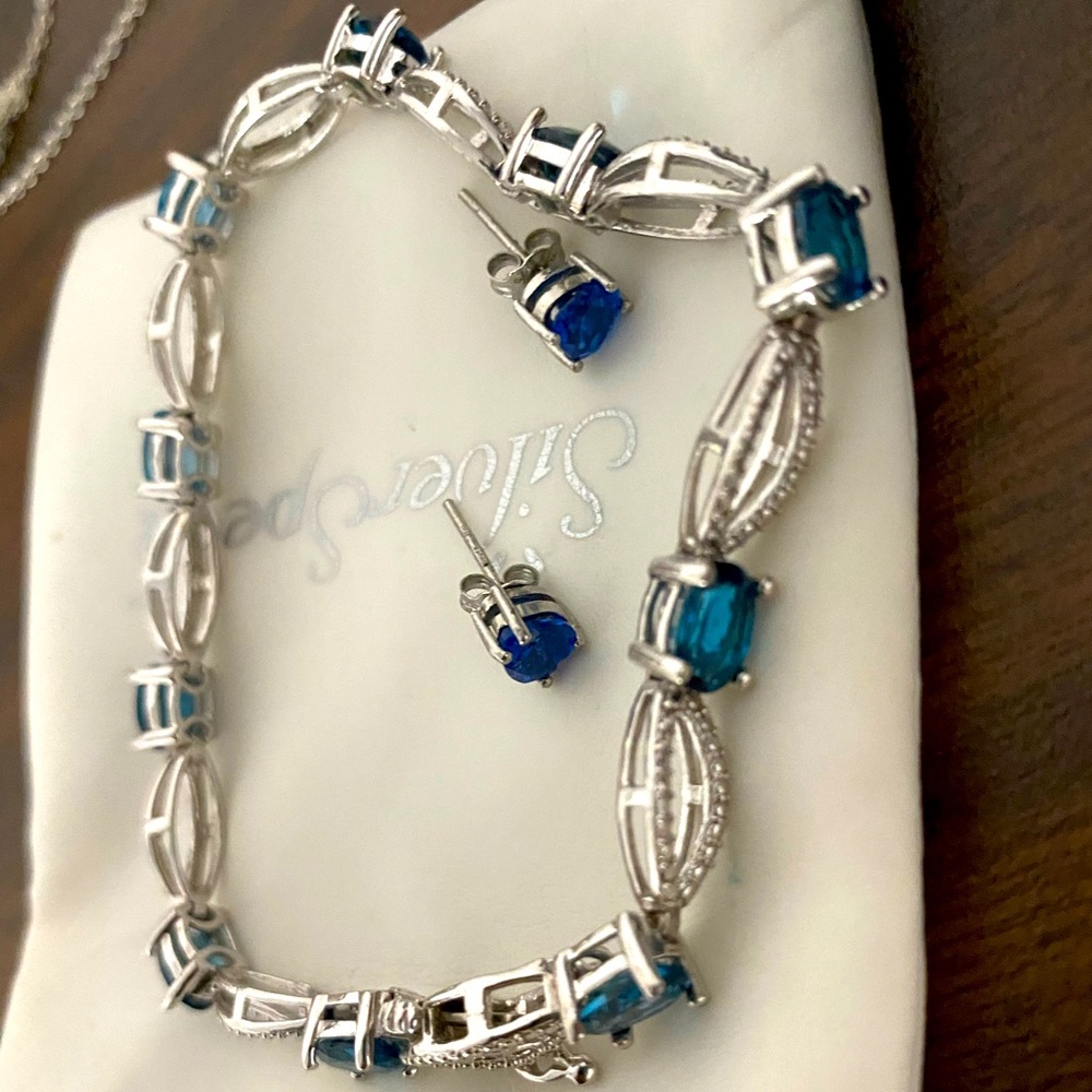 sapphire bracelet and earrings